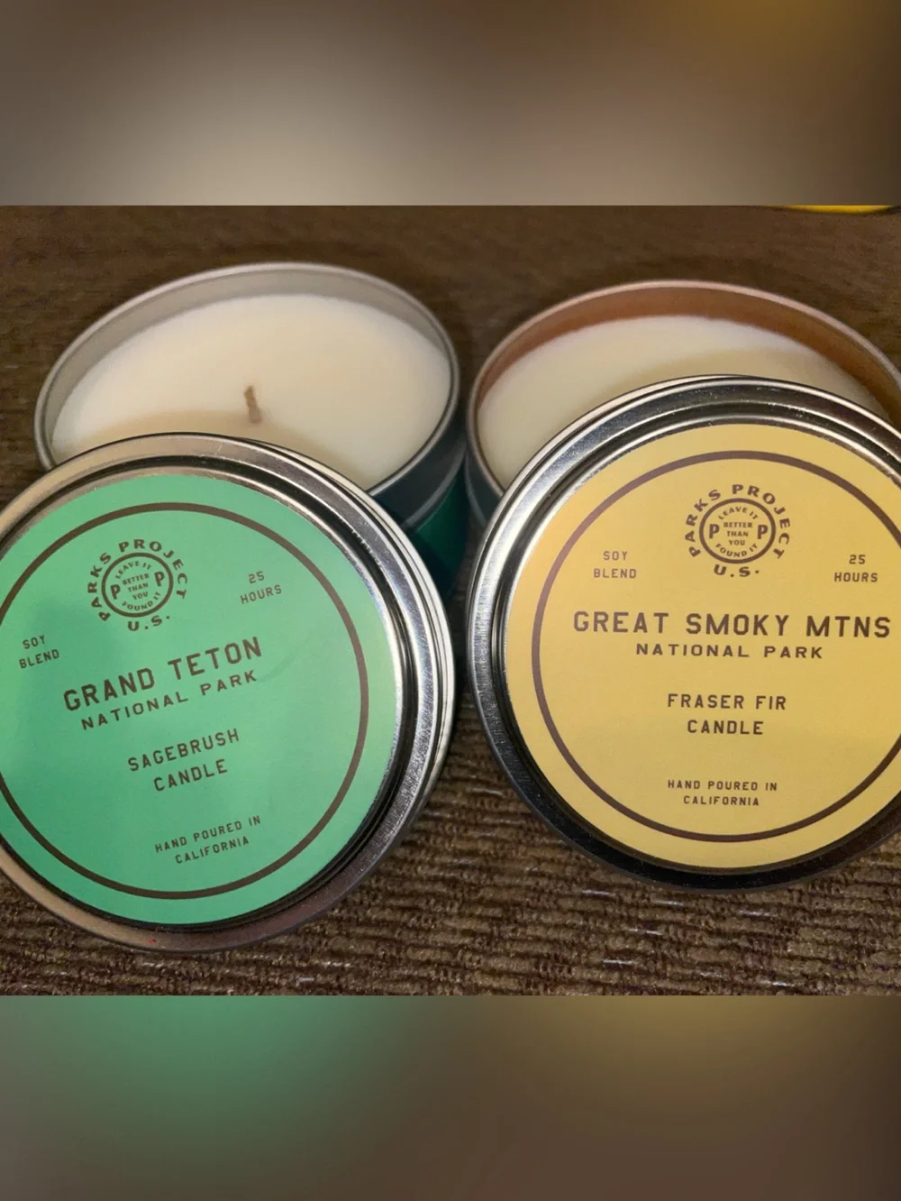 Parks Project Grand Teton & Great Smoky Mtns candle Duo - Green & Yellow